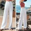 Pantaloni de vară pentru damă, bumbac, in, talie, culori, pantaloni cu picioare largi, stil de stradă
