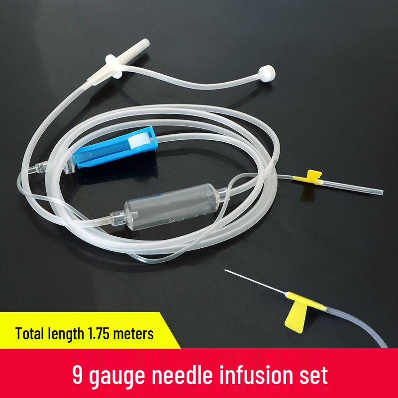 Disposable Veterinary IV Infusion Set with Drip Injection Tubing and Needle
