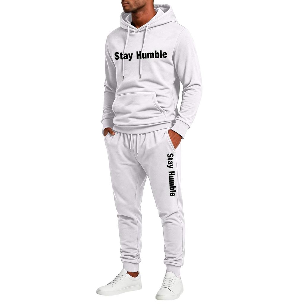 Men's Casual Graphic Print Hoodie and Sweatpants 2 Piece Set with Elastic Waist Straight Leg Pants