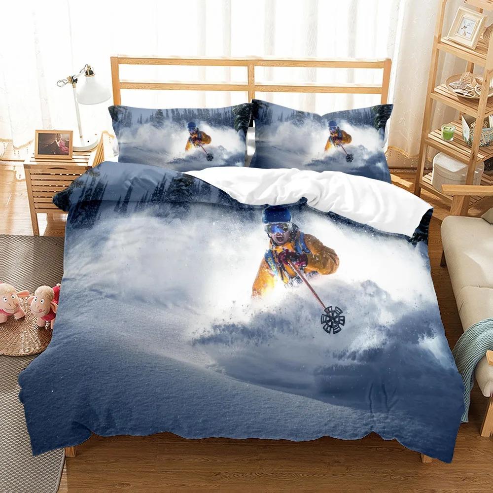  Mountain Ski Extreme Duvet Cover Set UK Single Double Queen US Twin Full King Size pkm Bed Linen Set