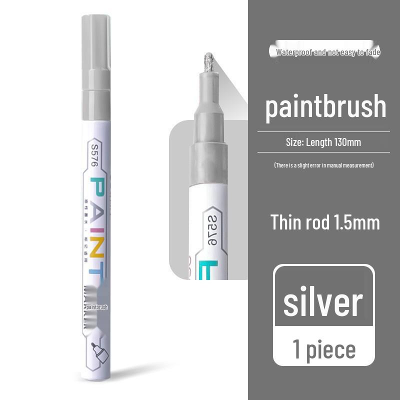 Deli S558 White Paint Pen: Waterproof, Oil-proof, Colorfast Tire and Touch-up Marker for Gold Lettering.