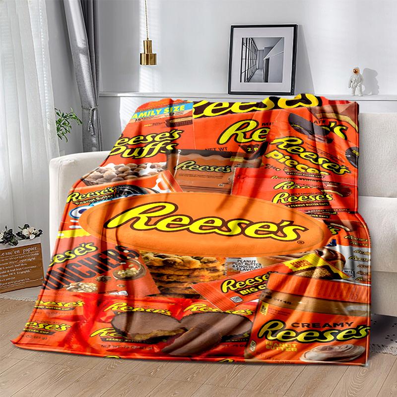Reese‘S Peanut Flannel Blanket Soft All-Season Throw, Design for Camping, Car Travel, Hiking Sofa, Bed, Office Perfect Gift for Parties