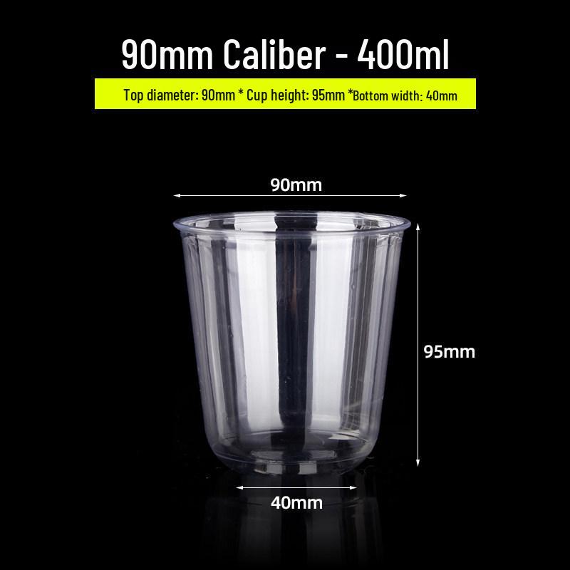 Transparent Disposable Coffee Cup with Lid, 90 Caliber, American Style for Cold Drinks, Milk Tea, Chubby Takeaway Cup