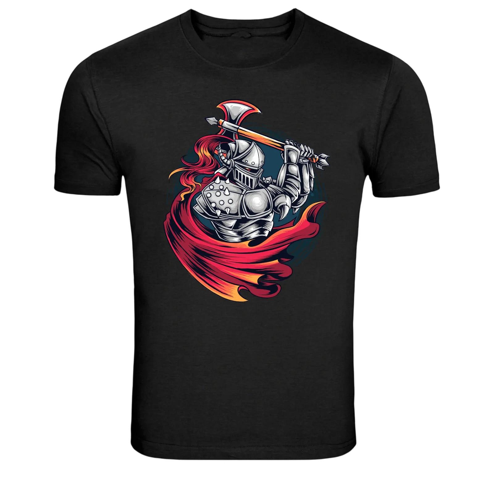 Medieval Knight Warrior Axe Graphic T Shirt Fantasy Armor Tee XS