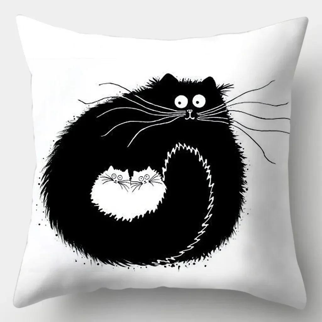 Cute Cat Pillowcase Square Sofa Pillow Cover Watercolor Loving Cushion cover