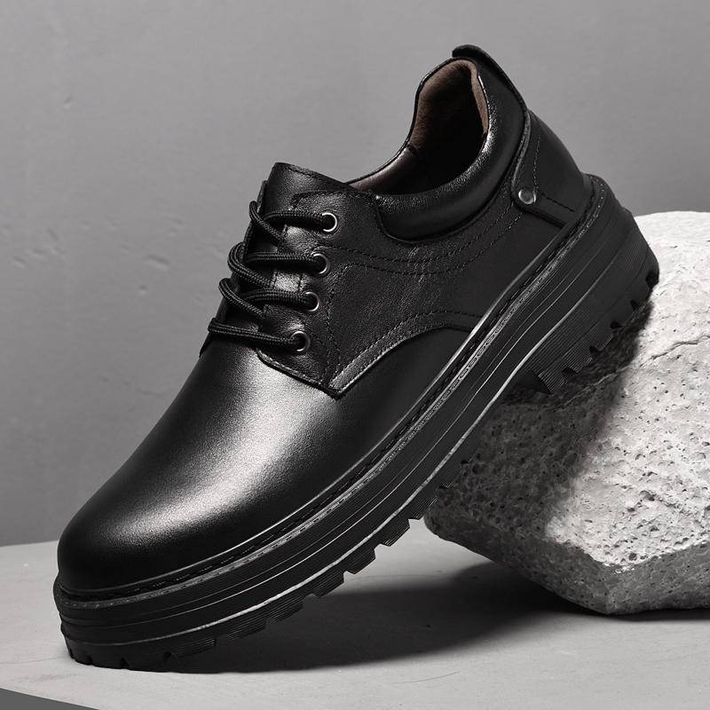 2024 men's British fashion versatile platform  comfortable flat shoes for retro workwear and trendy leather shoes