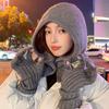 Women's scarf integrated knitted warm hat autumn and winter cold gloves outdoor one-piece children's wool cape hat