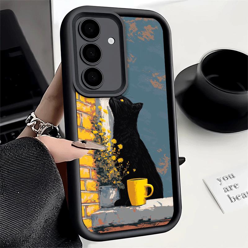 Black Cat Aesthetic Pattern Soft Phone Case for Samsung Galaxy S26 Ultra S25 Edge S24 S23 S22 Plus S21 S20 FE 5G Shell Silicone