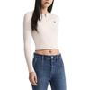 Calvin Klein Solid Color Letter Embroidered Round Neck Single-Breasted Cardigan Long Sleeve Knit Sweater Women Sweater Milk-White J223846-YBI