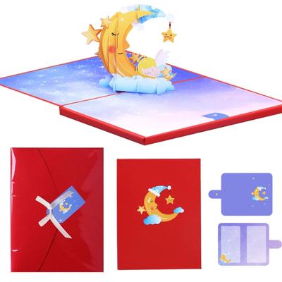 Glowing Moon And Star Popup Card With LED Lights For Valentines Weddings Handmade Nightlight Decoration