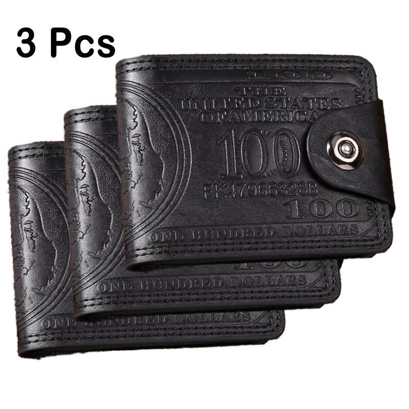 Herren Geldbörsen mit 100 US-Dollar Muster Spange Männliche Ledergeldbörse mit Reißverschluss Kartenhalter Münzfach Geldbörse cartera hombre