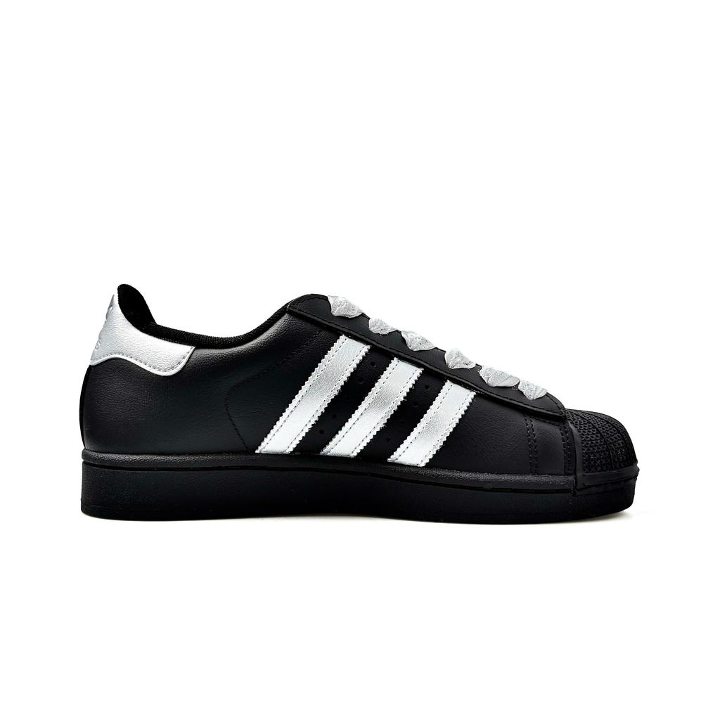 Adidas Originals Superstar 2 Crown Shell, Hand Drawn, Preppy Style Low top Skateboard Shoes Unisex Black White Silver JI0079(Team1031-BOX)