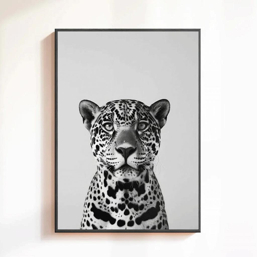 Trendy Leopard Roar Print Black and White Wall Art Pictures for Living Room Home Decor Unframed