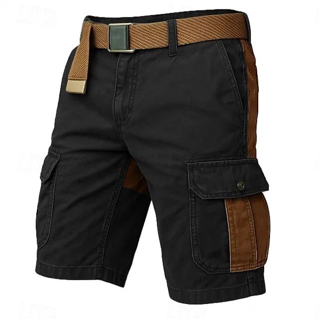 Men's washed pure cotton color matching casual three-dimensional bag overalls fashion sports double zipper crotch pants do not contain belts