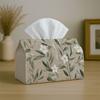 1pc Watercolor Botanical Leaf Tissue Box Cover,White Flower Green Branch Beige High-Quality,Durable,Lightweight,Foldable Storage,Ideal for Living Room