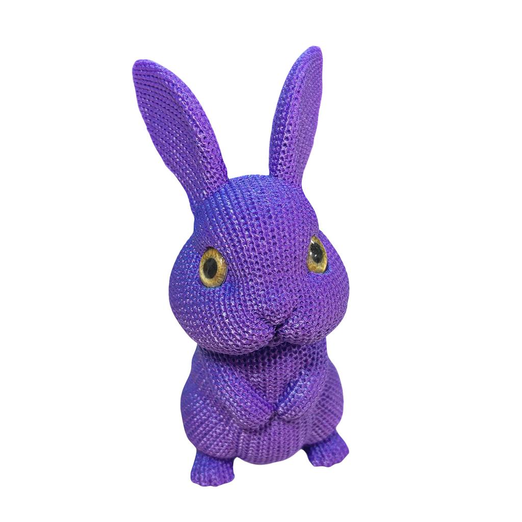 Easter Bunny Figurines Set – Colorful Knit-Textured Decorations, Cute Tabletop Ornaments For Easter Home Party Decor, Holiday Gift For Kids & Family