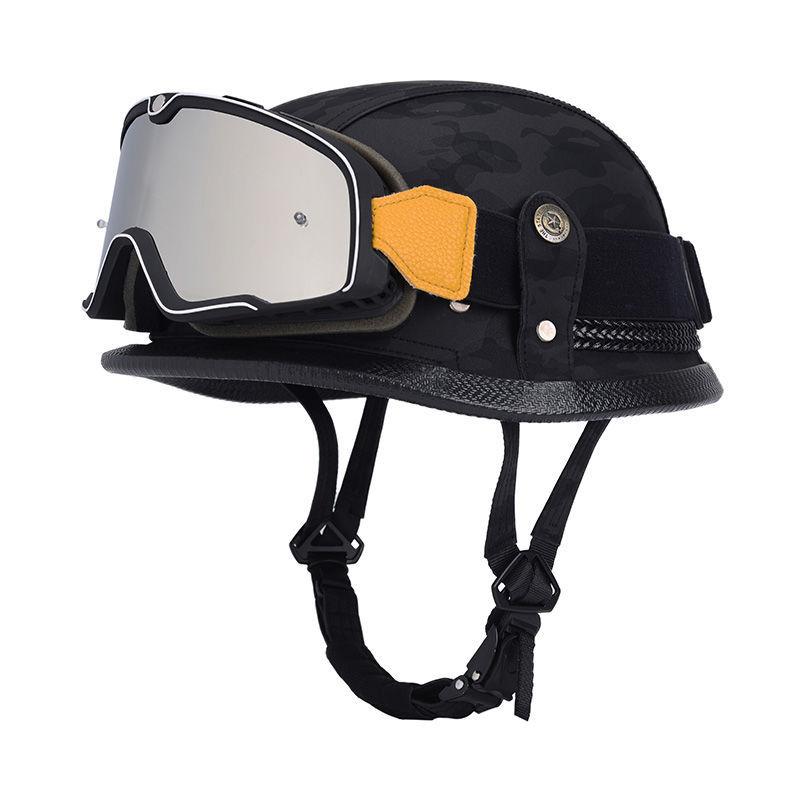 Pedal German Helmet Cruise Vintage Half Helmet Harley Men Motorcycle Helmet Locomotive Scaler Helmet Soldier Helmet Leather Helmet