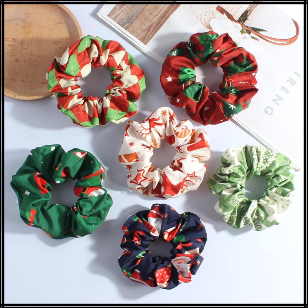 White Fang Scrunchie Hair Hair High AZ538 Tie, Accessory, Printed, Elasticity, Stylish, Women's, (Dark Green)