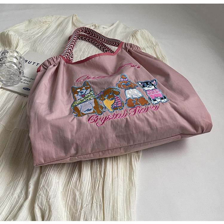 Stylish Large Capacity Embroidered Tote Bag for Women - Versatile, High-End Feel, Perfect for Casual Outings and Single Shoulder Wear.