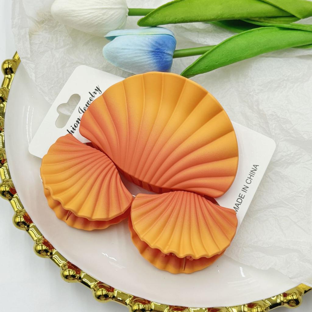 New Women Fashion 3PCS/Set Shell Hair Clip Frosted Gradient Color Claw Clip Girls Ponytail Holder Shark Clip Hair Accessories