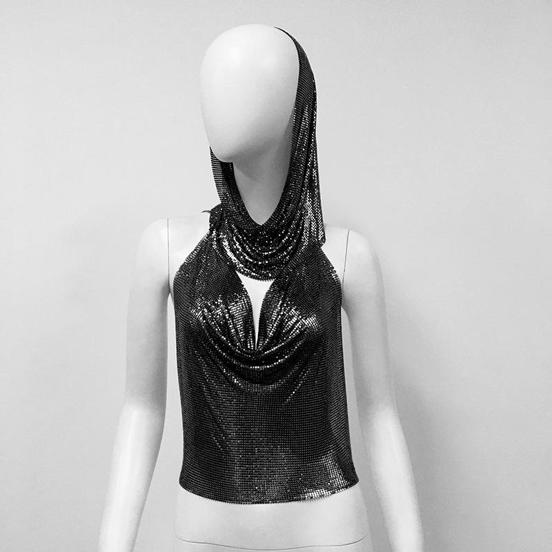 2023 Summer Trendy European & American Women's Hooded Metal Strap Vest – Sexy Hot Girl Sling Top