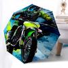 1pc Automatic Folding Umbrella with Neon Green Splatter Design, Portable 3-Fold Design, 8-Rib Iron Frame, Outdoor, Ideal Gift for Fans, Travelers, Dai