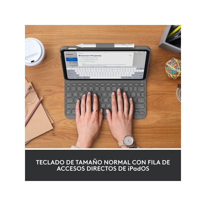 Housse Pour iPad - Logitech - Slim Folio - QWERTY Espagnol - Bluetooth - Gris