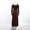 Womens 2-Piece Set Long Sleeve Sweet Top Pleated Midi Skirt Elegant Commute Outfit
