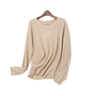 Pure Cashmere Long Sleeve Solid Color Pullover Sweater - Round Neck Base Layer (YFC076)