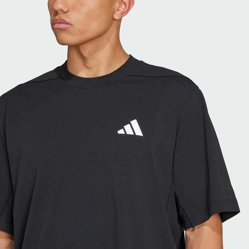 Adidas Printed Lightweight Fabric Sports Fitness Crew Neck Short Sleeve T-Shirt Men Tops Black JC5260