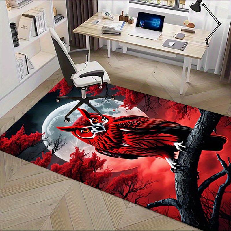 Office Carpet Red Owl Design for Sofa Protection Under Chairs