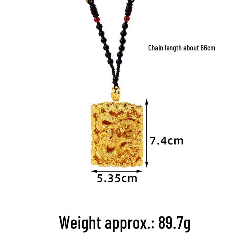Vietnam Gold Pendant Sand Dragon Necklace Mens Retro Fu Character With Longlasting Color Retention