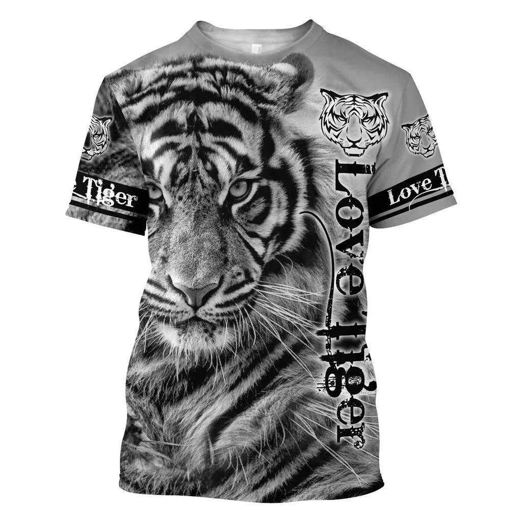 3D Tiger Print T Shirt Für Männer Boutique Tier Grafik T-Shirts Sommer Trend Harajuku Übergroßen Kurzarm Freizeit Oansatz Tops