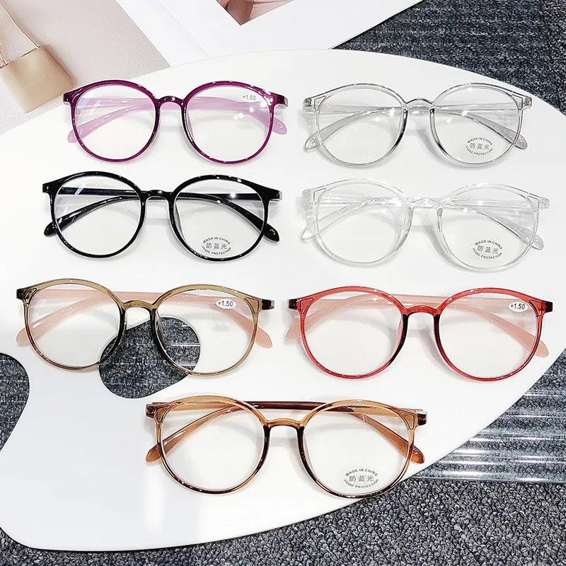Vintage Round Reading Glasses Women Fashion Anti Blue Light Farsighted Eyeglasses Anti-fatigue Hyperopia Prescription Eyewear