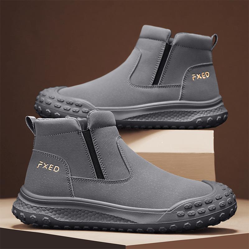 

2025 autumn and winter ins men s shoes side zipper Martin boots versatile khaki soft-soled casual board shoes high-top shoes 39