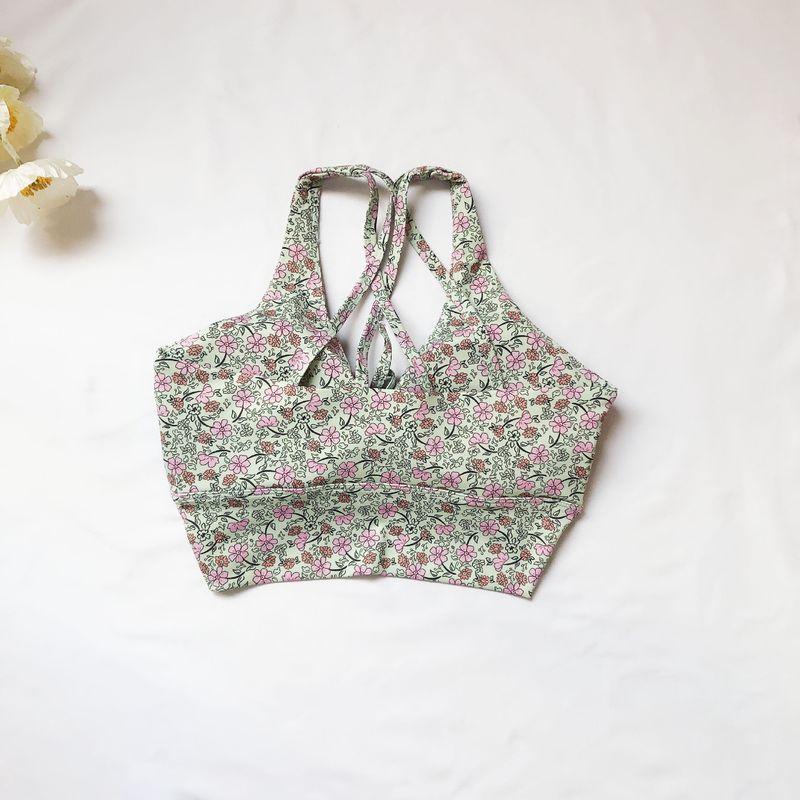 Export Print Yoga Bra Women's Tight Gym Vest Sexy Beauty Back Running Exercise Underwear Bra Tops