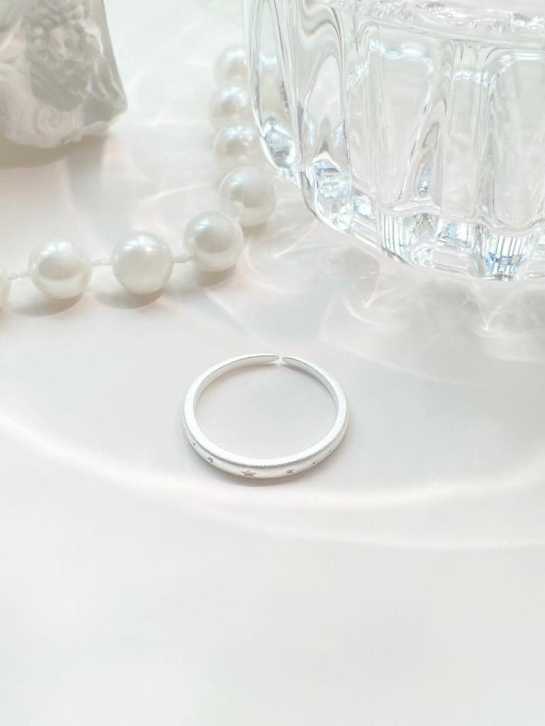 Korean Style Matte Star Sterling Silver Ring - Women's Versatile Stacking Fashion