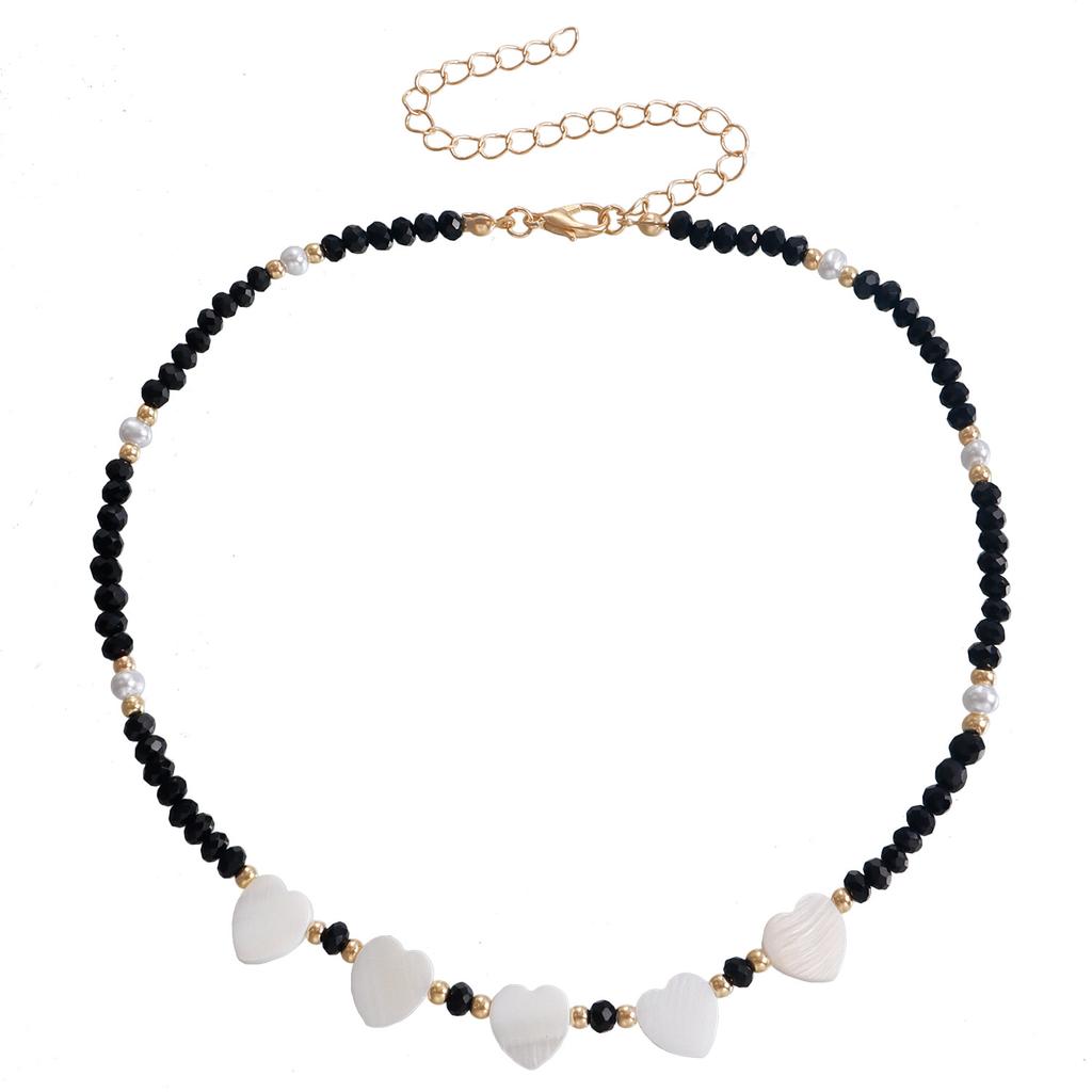 Stylish Summer Colored Crystal Love White Fritillary Design Sense Holiday Style Cream Sweet Sister Necklace