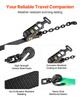 Wheel Chock Tie-Down Kit, Tire-Style Tow Dolly Strap, Car Tie Down Kit with Heavy-Duty Hook, Break Strength 4540 kg & Working Load 1512 kg Motorcycle
