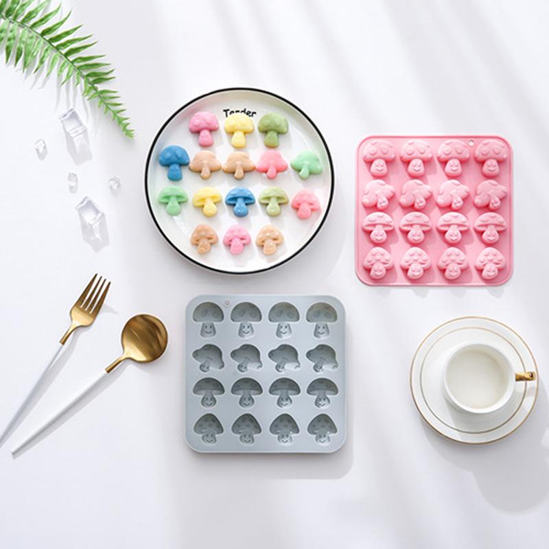 2Pcs Mushroom Silicone Mold,16 Cavity Cute Mushroom Chocolate Molds, 3D Mushroom Candy Ice Gummy Fondant Mold