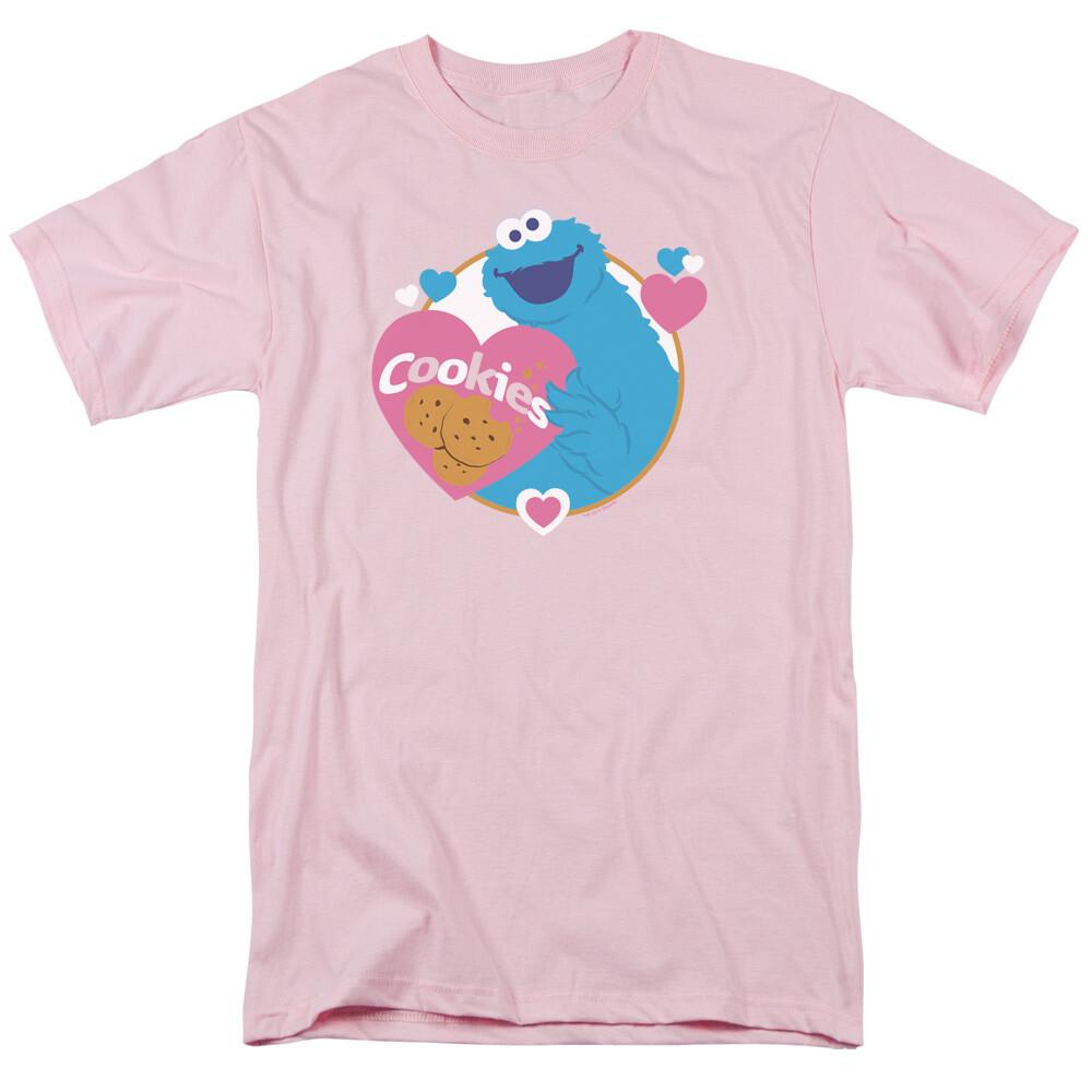 Sesame Street Love Cookies T Shirt Mens Licensed Classic TV Monster Light Pink XXL