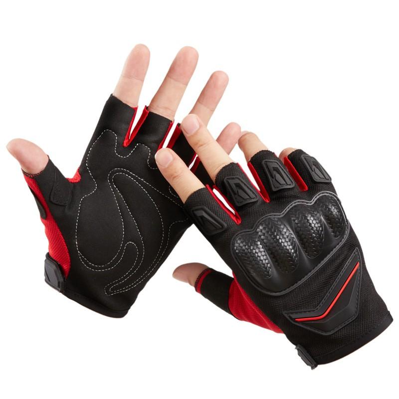 Motorcycle Racing Gloves Half-Finger Breathable Mesh Anti-Slip Protective Gear Off-Road Riding