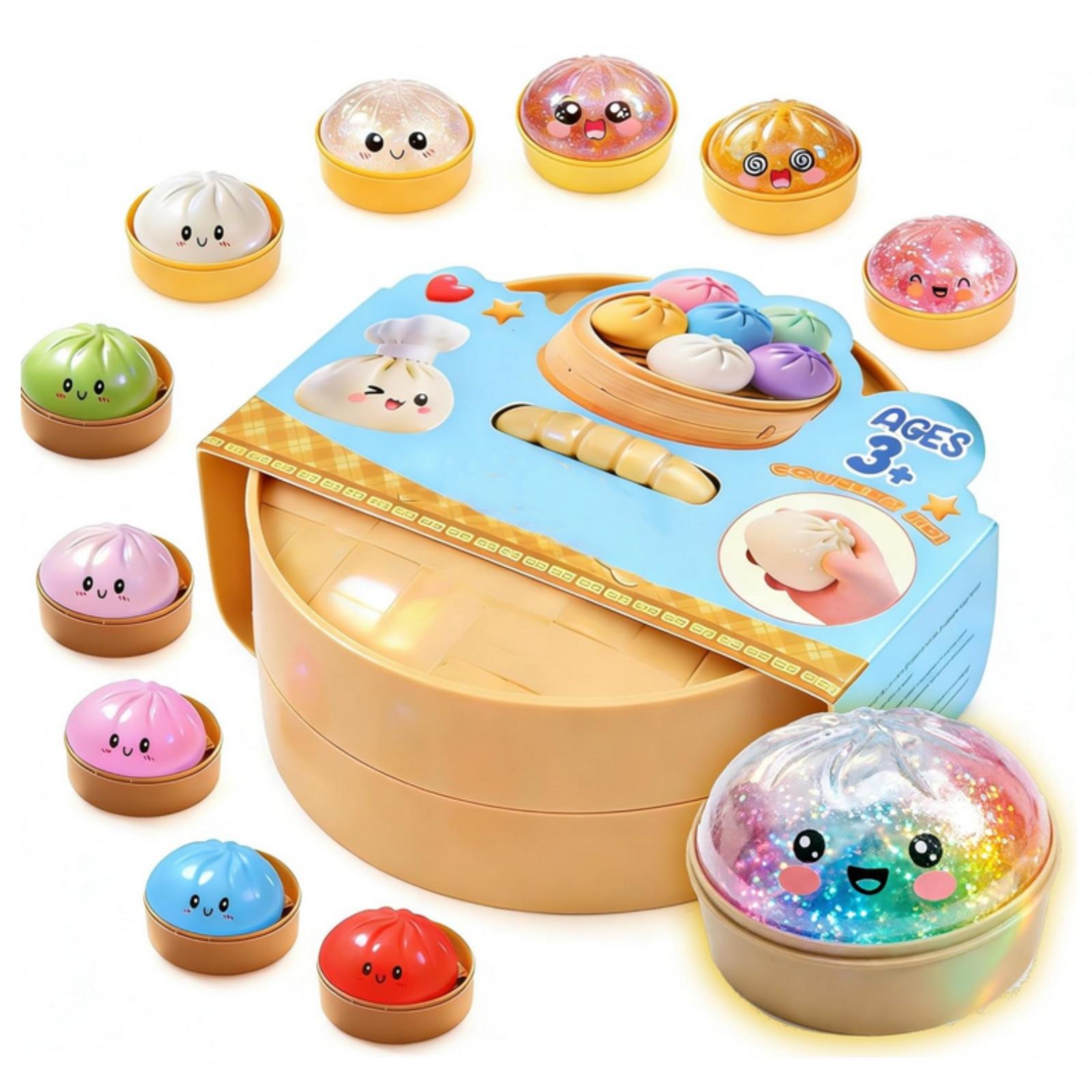 

Simulation Steamed Bun Toy with Steamer Slow Rising Stress Relief Ball Soft Squeeze Decompression Toy for Hand Exercise Fun Decor One Size
