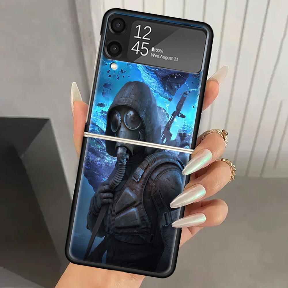 Game S-Stalker Hard PC Phone Case For Samsung Galaxy Z Flip 7 6 5 4 3 Black ZFlip7 ZFlip6 Flip5 Flip4 Flip3 5G Print Cover
