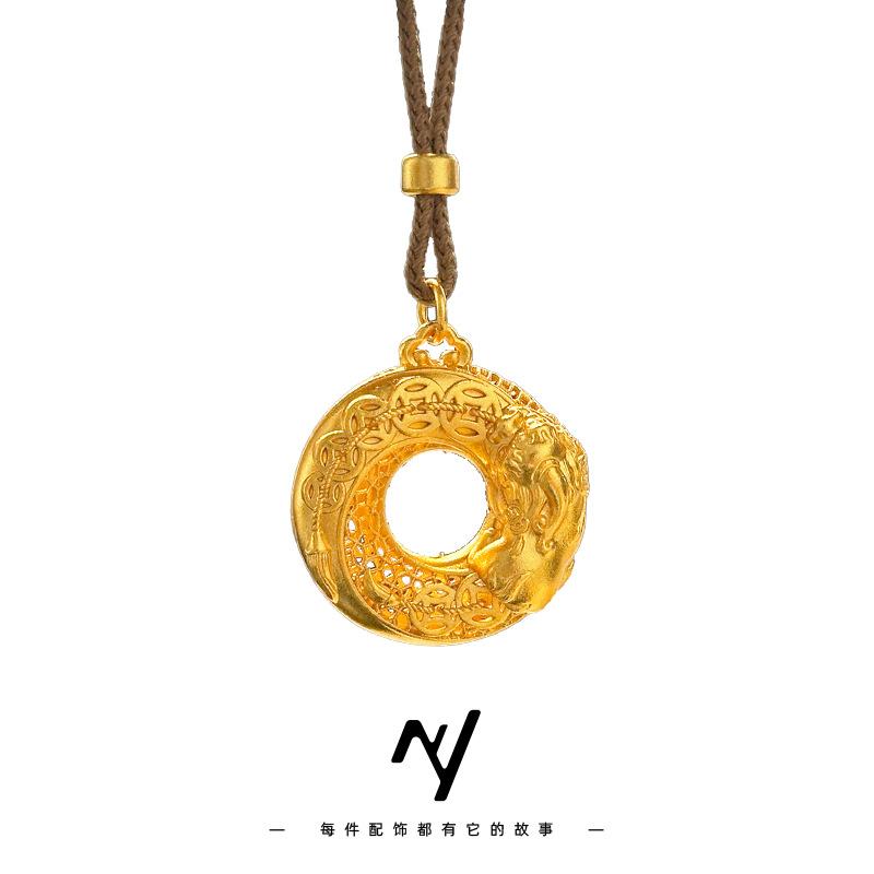 Luxury 24K 9999 Pure Gold Real Gold Hollow-out Silk Five Emperor Money Brave Money Peace Buckle