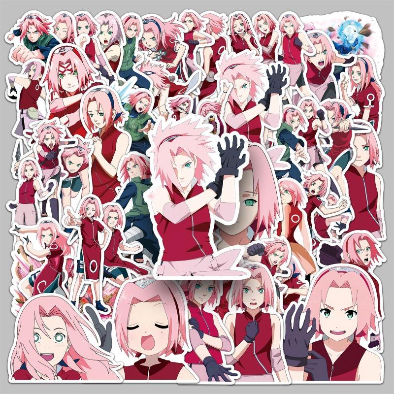 Haruno Sakura Stickers Naruto 50 Pcs Anime Waterproof Decoration Luggage Laptop Notebook Phone Case Stickers Decorations