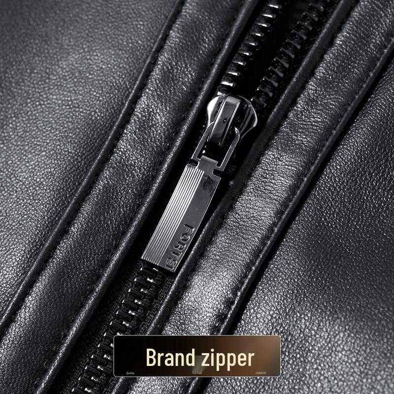 Futting Men's Stand Collar Lambskin Leather Jacket