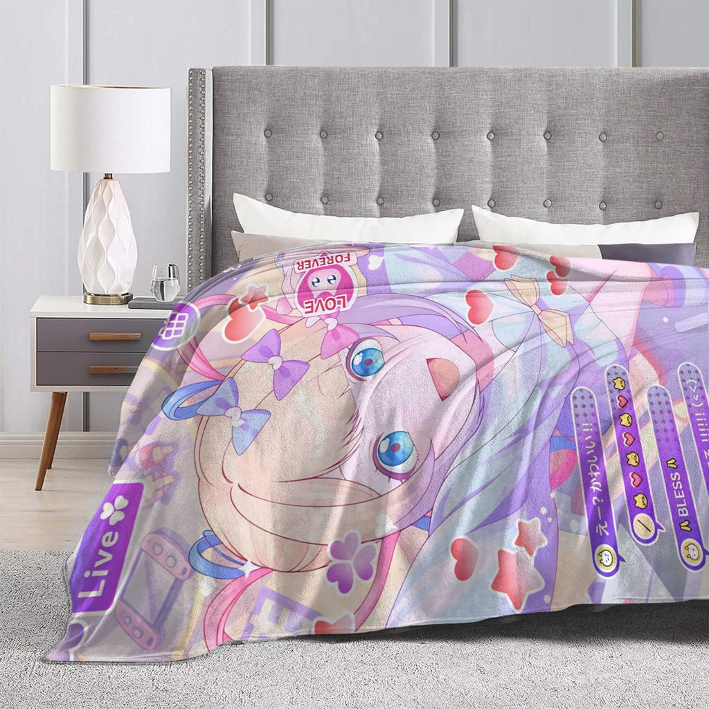 N-Needy Streamer O-Overload Kangel Blanket Soft Graphic Plush Throw Blanket For Bedroom Decorative Flannel Bedspread Bed Cover