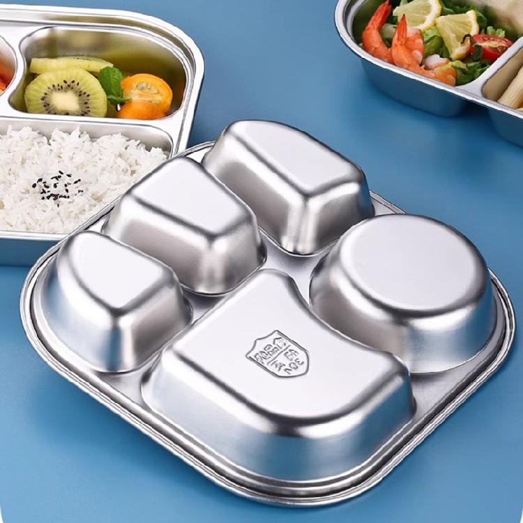 Dishwasher Safe Lunch Plates Efficient Stainless Steel Divided Dinner Plates for Toddlers Elderly and Hospital Use
