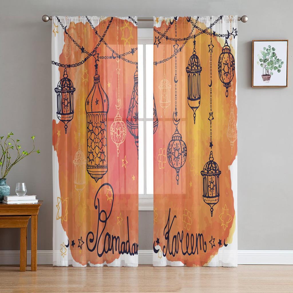 Lanterna Fiore di Pruno Tende Retrò in Garza Per Camera da Letto Bambini Schermo per Cucina Soggiorno Decorazioni per le Feste Tenda Voile